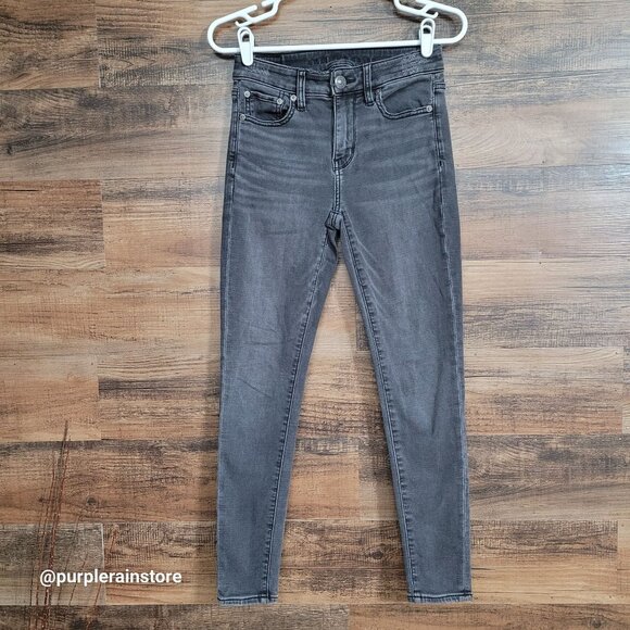 American Eagle Jeans Size 2 S Hi Rise Jegging Next Level Stretch Charcoal Wash - Picture 1 of 13